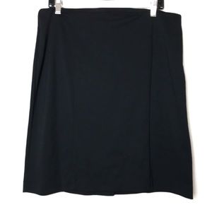 Knee Length Stretchy Black Pencil Skirt rear Slit